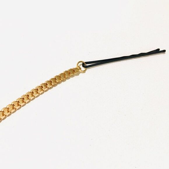 Hair Jewelry Wedding gold plated cubic zirconia head piece chain accessory - Picture 3 of 5